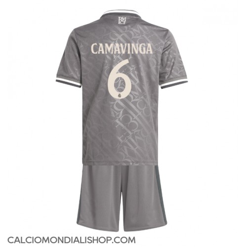 Maglie da calcio Real Madrid Eduardo Camavinga #6 Terza Maglia Bambino 2024-25 Manica Corta (+ Pantaloni corti)